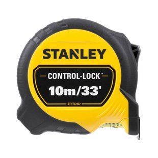 Рулетка вимірювальна CONTROL-LOCK довжиною 10 м/33, шириною 25 мм, в обгумованому корпусі, з подвійною шкалою STANLEY STHT37237-5 1514199 фото
