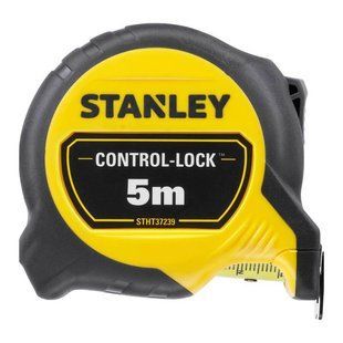 Рулетка вимірювальна CONTROL-LOCK довжиною 5 м, шириною 25 мм, в обгумованому корпусі, з подвійною шкалою STANLEY STHT37239-3 1514200 фото