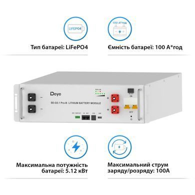 Аккумуляторная батарея Deye SE-G5.1 Pro-B LiFePO4 51,2V 100Ah 1540338 фото