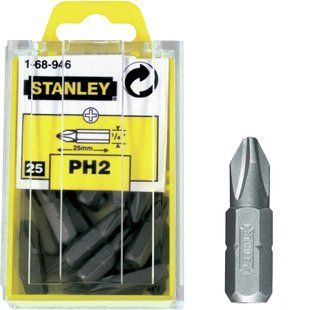 Біта з шестигранним хвостовиком 1/4 під шліц Ph2 довжиною 25 мм STANLEY 1-68-946 1514236 фото