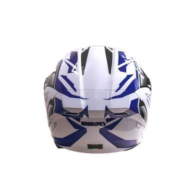 Мотошолом інтеграл Beon B-503 SINGLE VISOR ANGLE TEAR SHINY WHITE/BLUE (глянець білий/синій), розмір L 1530080 фото