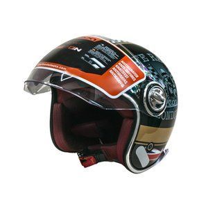 Мотошолом відкритий Beon B-108A ABS MOTO SHINY BLACK/GOLD (глянець чорний/золотий), розмір L 1530045 фото