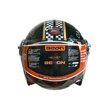 Мотошолом відкритий Beon B-108A ABS MOTO SHINY BLACK/GOLD (глянець чорний/золотий), розмір L 1530045 фото