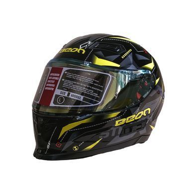 Мотошолом інтеграл Beon TECH SHINY BLACK/YELLOW (глянець чорний/жовтий) розмір L 1530086 фото