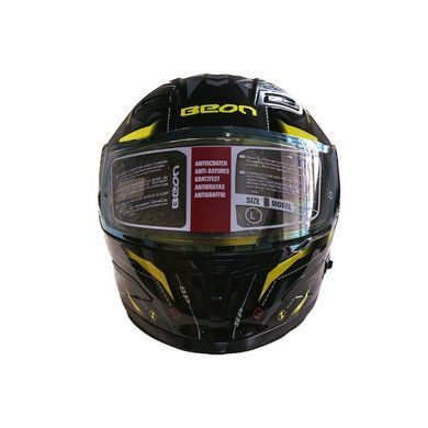 Мотошолом інтеграл Beon TECH SHINY BLACK/YELLOW (глянець чорний/жовтий) розмір L 1530086 фото