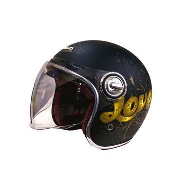 Мотошолом відкритий Beon B-108A ABS LOVE SHINY BLACK/GOLD (глянець чорний/золотий), розмір XXL 1530088 фото