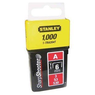 Скоби тип А висотою 6 мм, для степлера ручного Light Duty, в упаковці 1000 шт STANLEY 1-TRA204T 1515683 фото