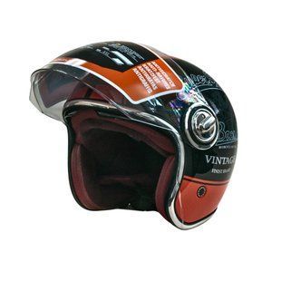 Мотошолом відкритий Beon B-108A ABS SUPER SPORT SHINY BLACK/ORANGE (глянець чорний/помаранчевий), розмір L 1530048 фото