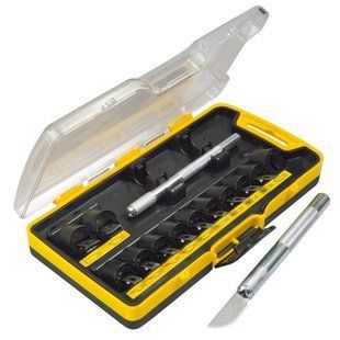Набор скальпелей Hobby с двумя ручками и 12 разными лезвиями STANLEY STHT0-73872 1515541 фото